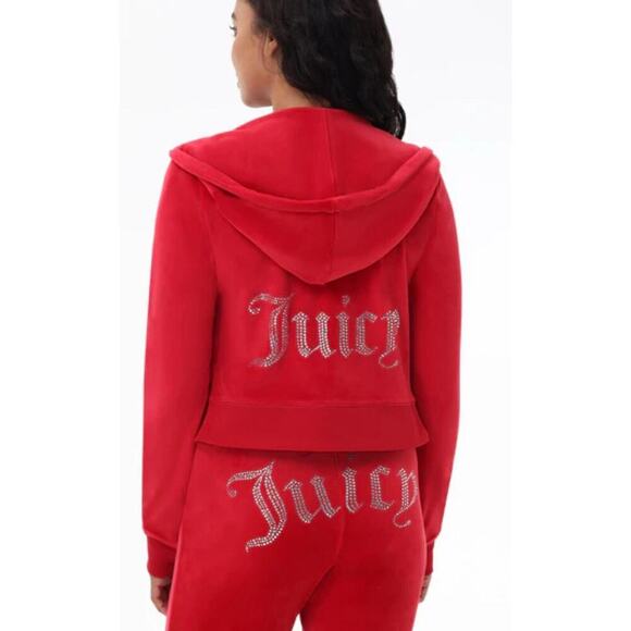 Juicy Couture Pants - NWT Red LARGE $218 JUICY COUTURE Velour OG Bling Tracksuit Hoodie/Pant